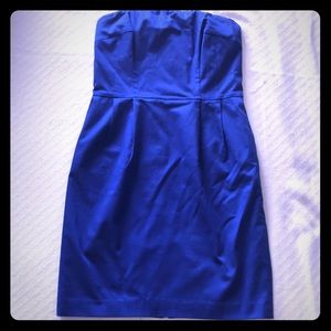 Express Royal Blue Strapless Dress with Pockets